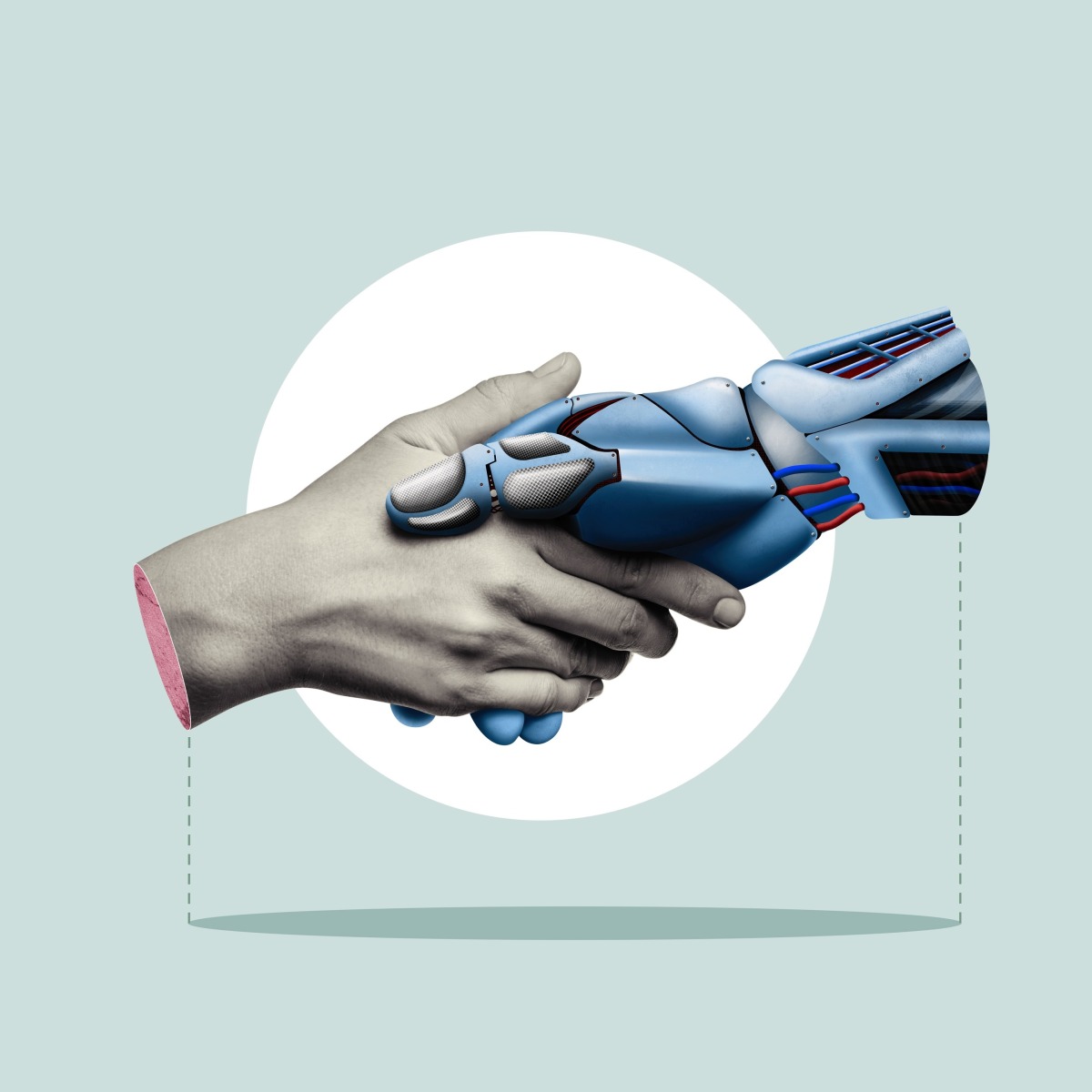 Menschliche Hand hält Hand eines Roboters